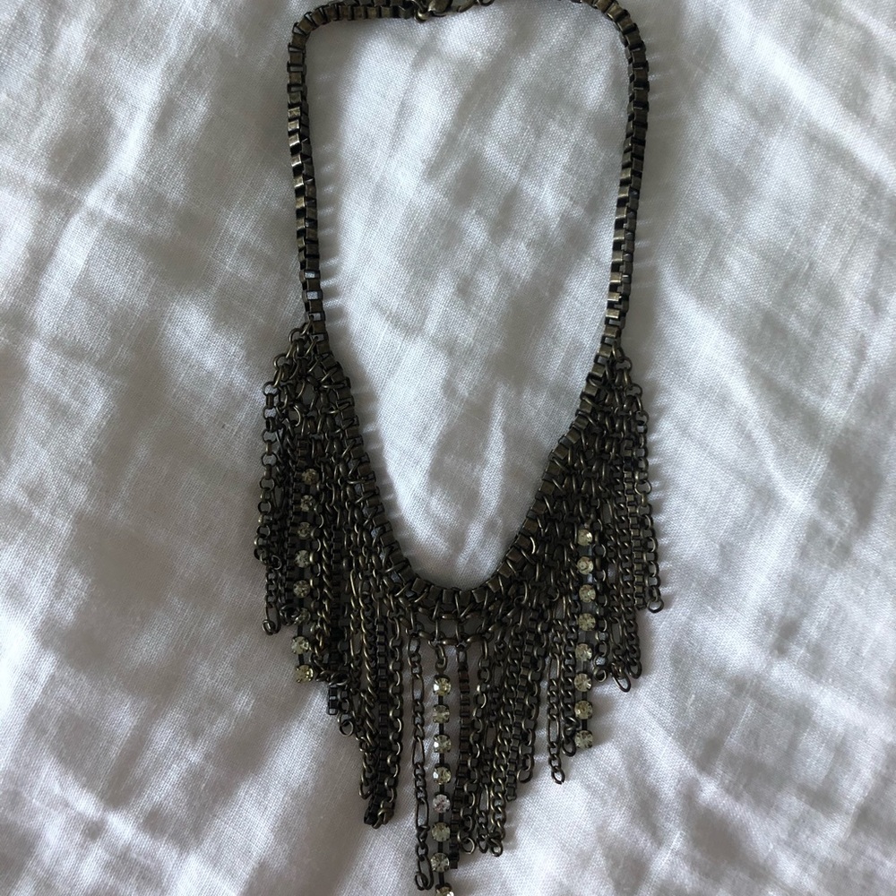 Fringe rhinestone necklace